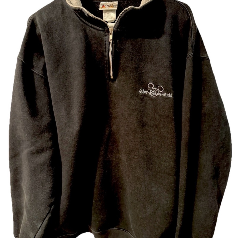Disney Men's Black Quarter-Zip Pullover with Walt Disney World Vintage 90’s